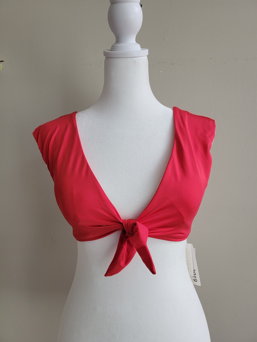 Trina Turk Red Tie-Front Bikini Top Size 6